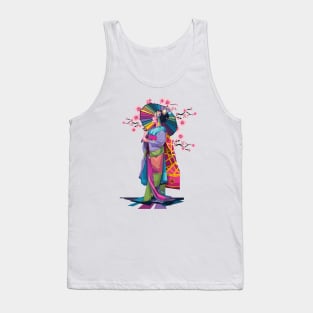 Geisha with rainbow umbrella Tank Top